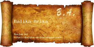 Balika Arika névjegykártya
